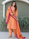 Orange Colour Cotton Blend With Print Kurti With Pant Dupatta Wholesale Clothing Suppliers In India Aaradhna 2029